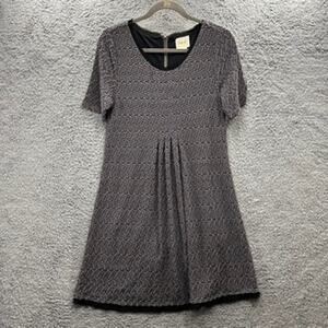 Anthropologie‎ Maeve Medium Gray Fit And Flair Dress Summer Evening Comfortable